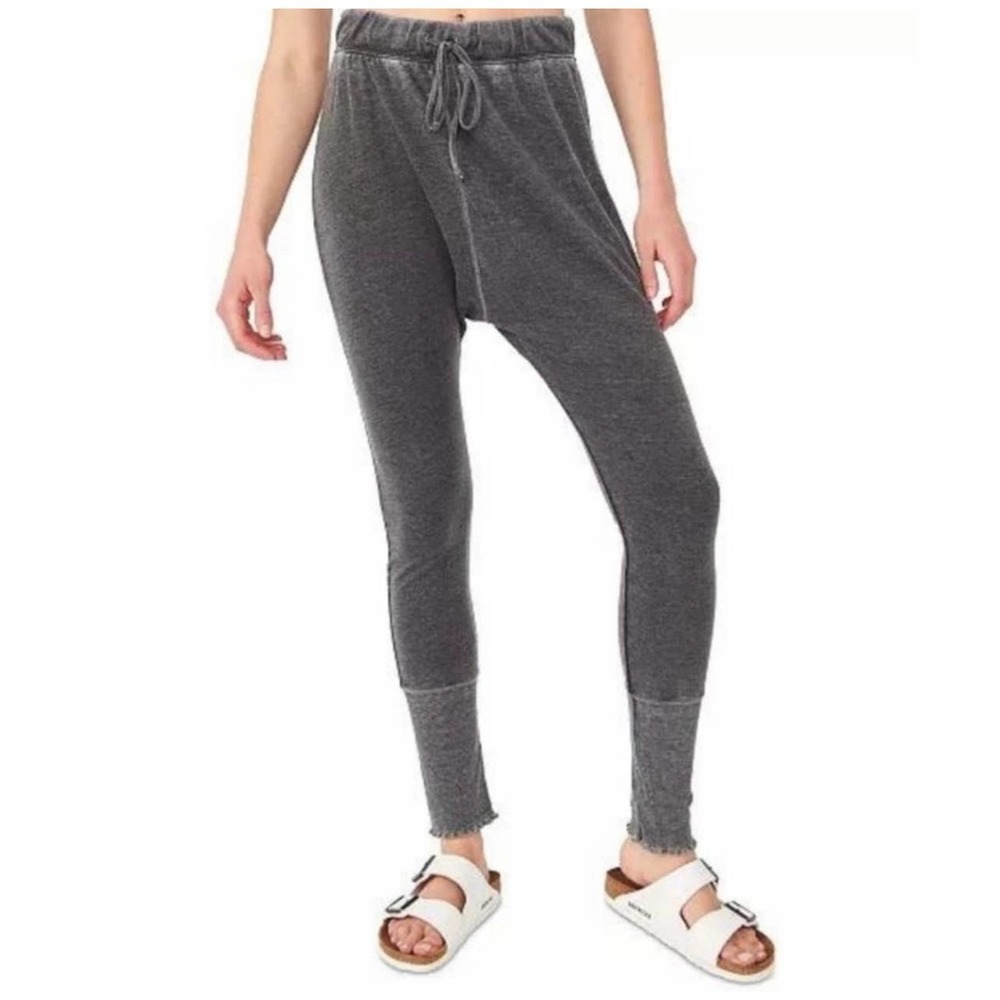 NEW Free People Cozy All Day Harem Pant Jogger  Legging Washed Black Slouchy